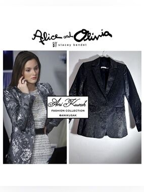 Alice + Olivia Macey Floral Embellished Brocade Blazer ASO Blair Waldorf